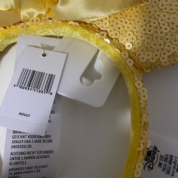 Beautiful Disney Yellow Minnie Sequin Ears with Satin Bow - Picture 2 of 2